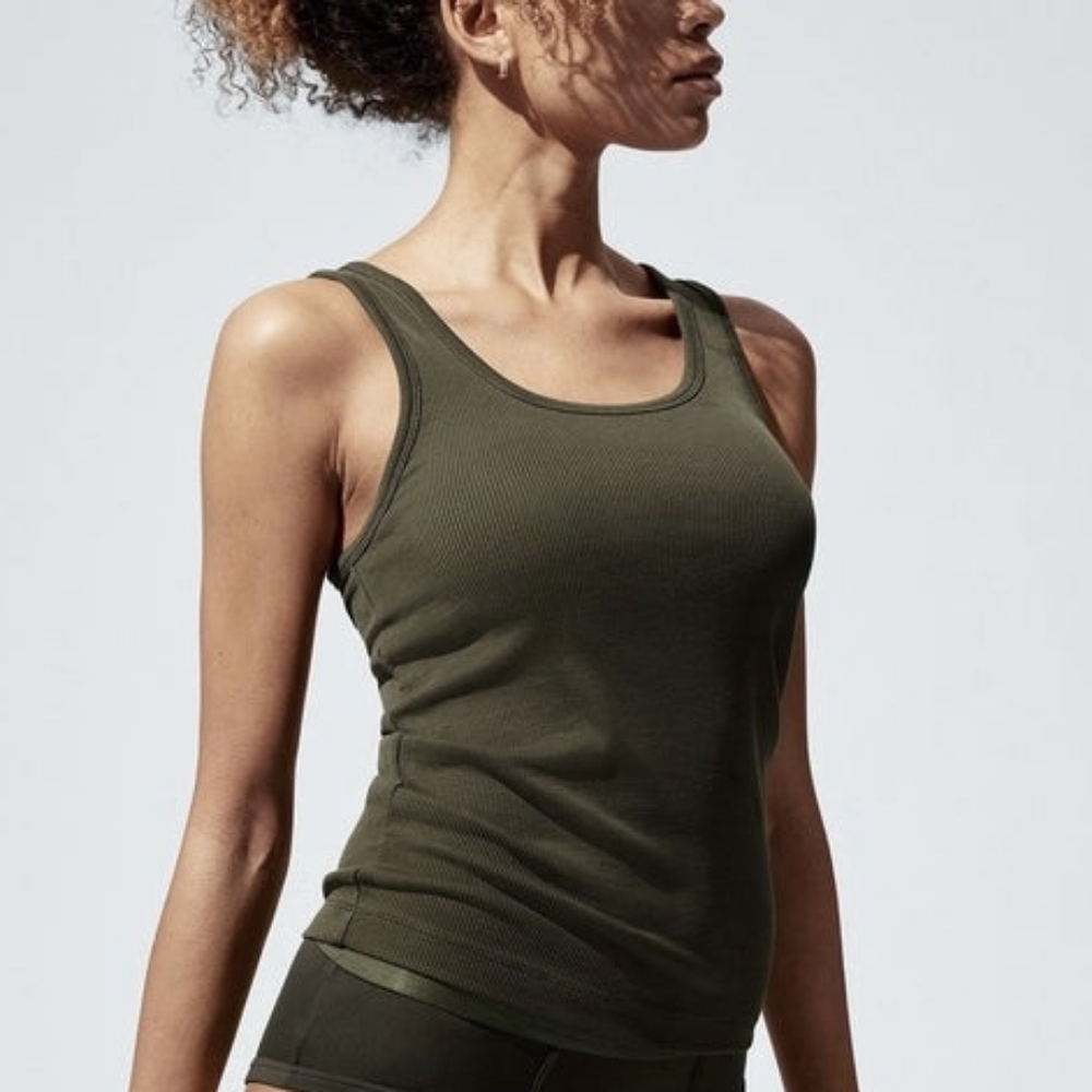 La Fee Maraboutee Olive Green Ribbed Tank Top